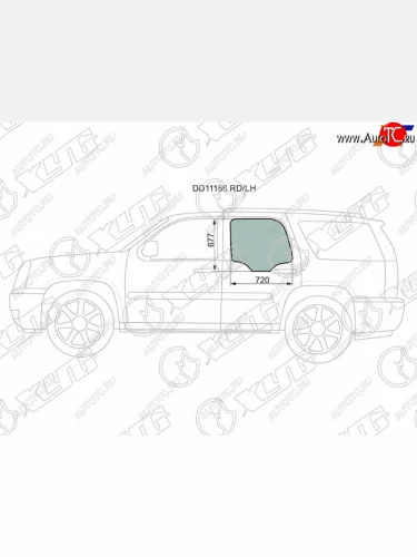 Стекло боковое опускное (Сзади Слева Цвет зеленый) Chevrolet Tahoe 06-14 XYG DD11166 RD/LH