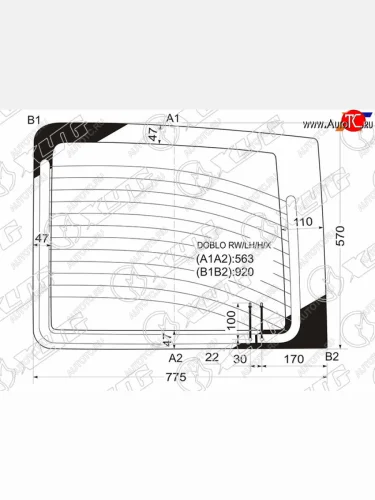 Стекло заднее (Цвет зеленый Обогрев) Fiat Doblo 01-16 XYG DOBLO RW/LH/H/X