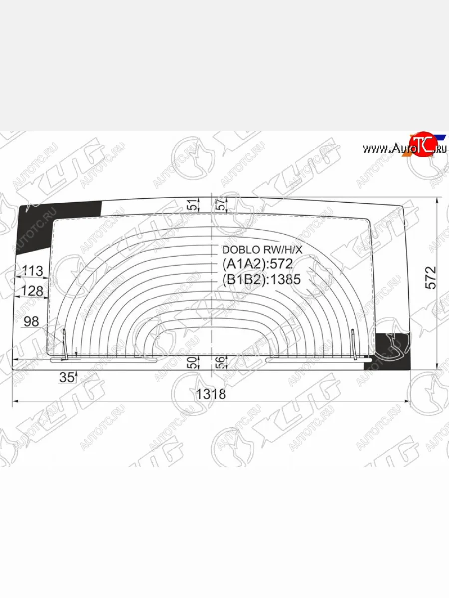 Стекло заднее (Цвет зеленый Обогрев) Fiat Doblo 01-16 XYG DOBLO RW/H/X  в Воронеже Воронежской области
