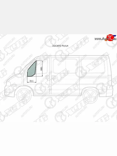 Стекло форточки (уголок) переднее левое  PEUGEOT BOXERCITROEN JUMPERFIAT DUCATO 94-06              XYG DUCATO FV/LH