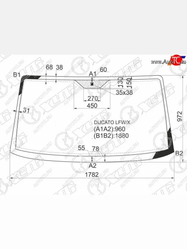 Стекло лобовое Peugeot Boxer 94-06  Citroen Jumper 94-02  Fiat Ducato 94-12 XYG DUCATO LFW/X