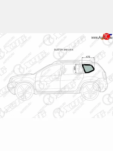 Стекло кузова боковое (не опускное) (Слева Цвет зеленый) Nissan Terrano 14-22  Renault Duster 10-2 XYG DUSTER SW/LH/X
