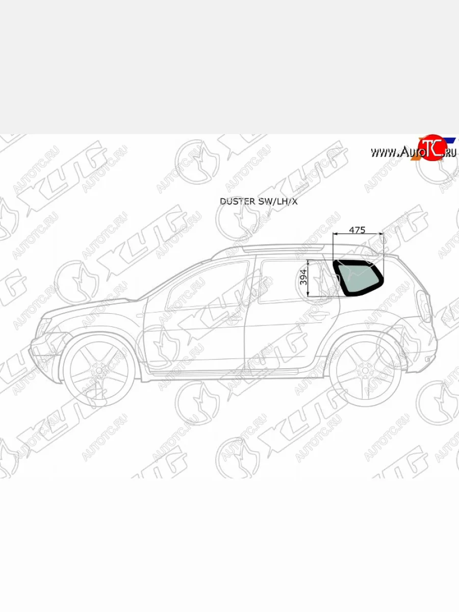 Стекло кузова боковое (не опускное) (Слева Цвет зеленый) Nissan Terrano 14-22  Renault Duster 10-2 XYG DUSTER SW/LH/X  в Воронеже Воронежской области