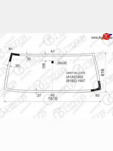 Стекло лобовое Jeep Cherokee 83-01  Wrangler 86-96 XYG DW01140 LFW/X