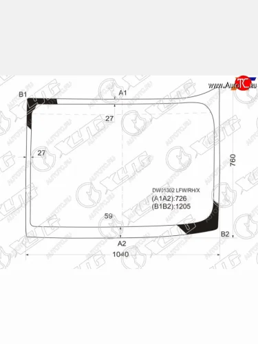 Стекло лобовое Freightliner Century Class 97-  Columbia 97- XYG DW01302 LFW/RH/X