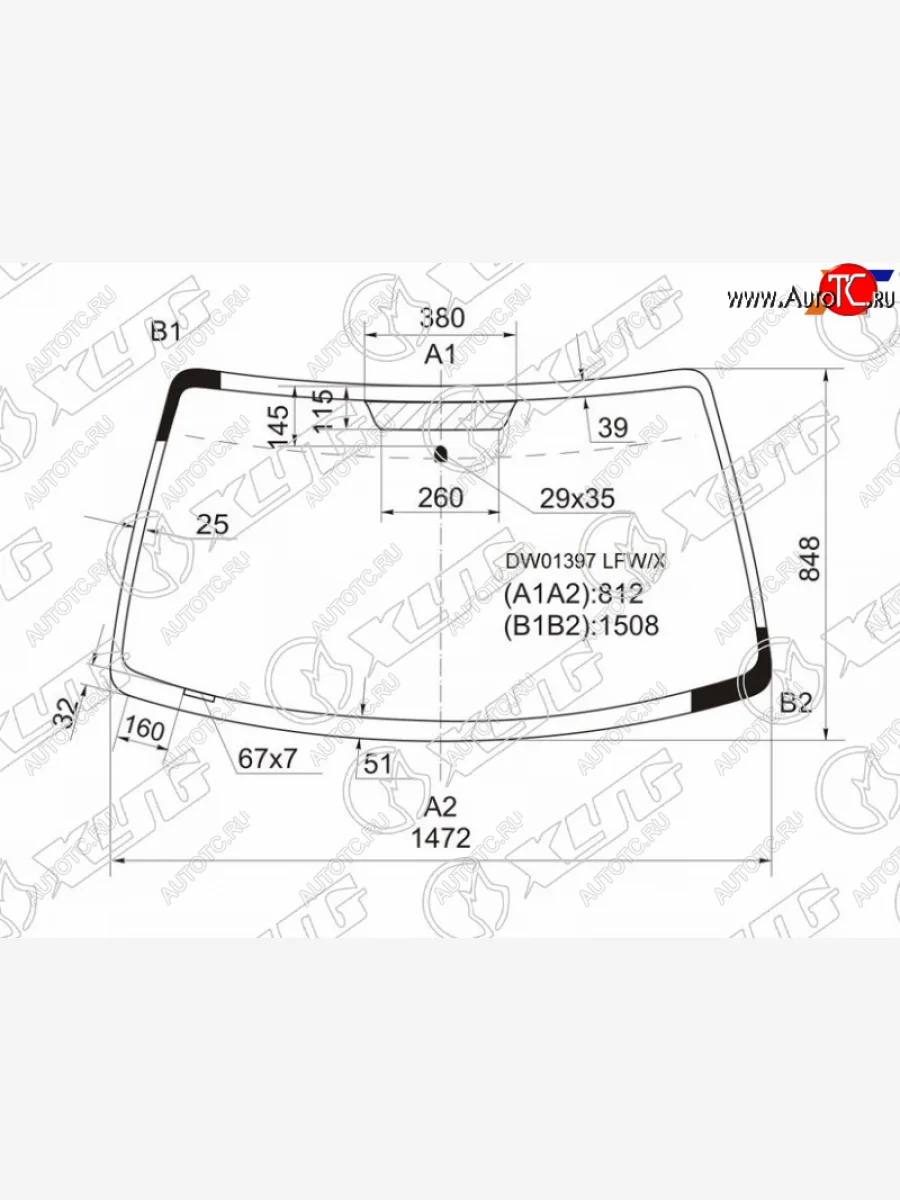 Стекло лобовое Ford Escape 00-12  Maverick 93-07  Mazda Tribute 00-07  Mercury Mariner 07-10 XYG DW01397 LFW/X  в Воронеже Воронежской области