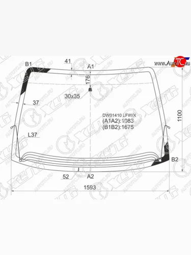 Стекло лобовое (Обогрев щеток) Chrysler Town&Country 95-07  Voyager 95-07  Dodge Caravan 96-07 XYG DW01410 LFW/H/X