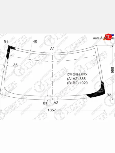 Стекло лобовое Chevrolet Express 96-  GMC Savanna 96- XYG DW01519 LFW/X