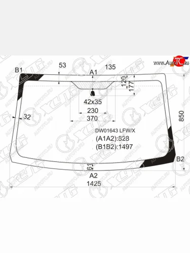 Стекло лобовое Dodge Caliber 06-12 XYG DW01643 LFW/X