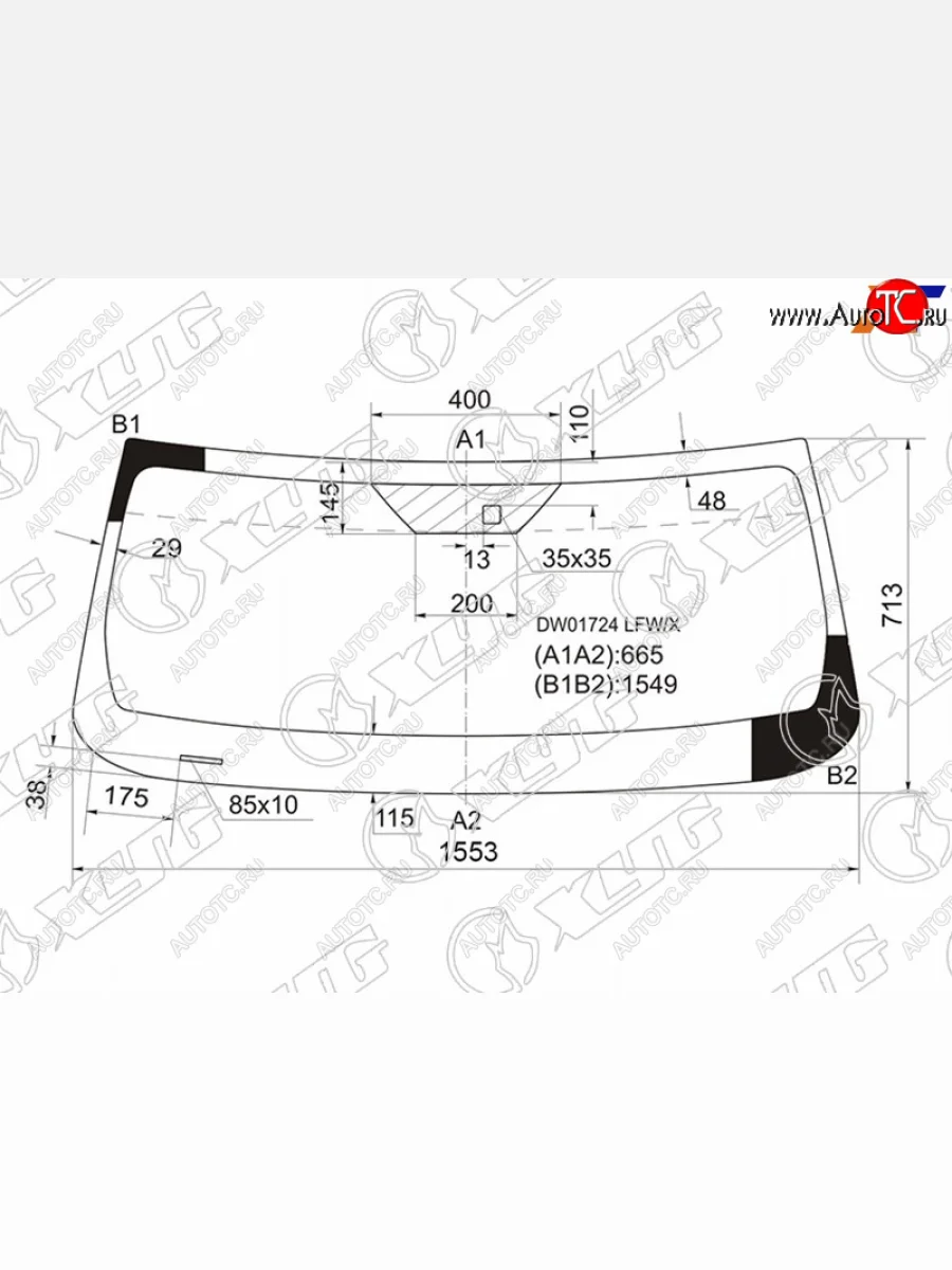 Стекло лобовое (датчик дождя) XYG Jeep Cherokee KK (2007-2014) (зеленое)  в Керчи Республика Крым