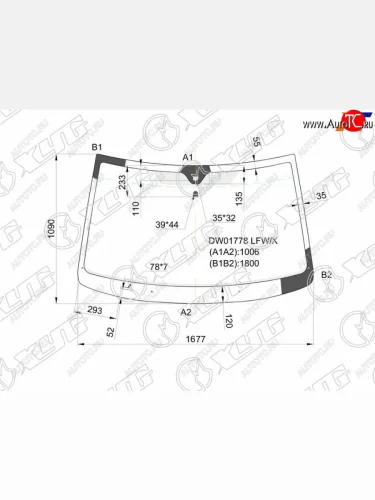 Стекло лобовое (датчик дождя, VIN 300мм от края стекла) XYG (зеленое) Chrysler Grand Voyager (2008-2016)  дорестайлинг,  рестайлинг