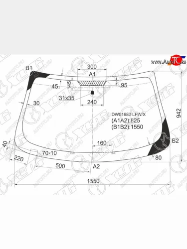 Стекло лобовое Chrysler Sebring 06-10  Dodge Avenger 07-14 XYG DW01683 LFW/X