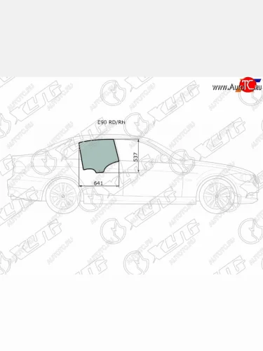 Стекло боковое опускное (Сзади Справа Цвет зеленый) BMW 3-Series 05-14                             XYG E90 RD/RH