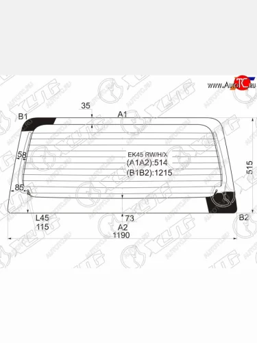 Стекло заднее (Цвет зеленый Обогрев) Mitsubishi eK Active 04-06  eK Sport 02-06  eK Wagon 01-06  XYG EK45 RW/H/X