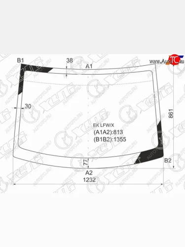 Стекло лобовое Mitsubishi eK Active 04-06  eK Sport 02-06  eK Wagon 01-06  Nissan Otti 06-13 XYG EK LFW/X