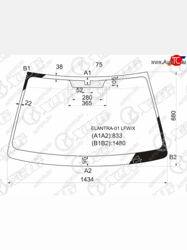 Стекло лобовое Hyundai Elantra 00-09  Avante 00-06 XYG ELANTRA-01 LFW/X