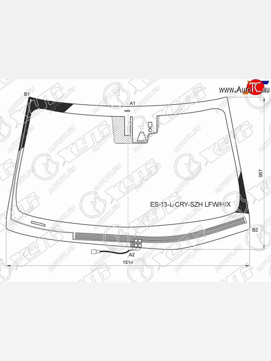 Стекло лобовое (Обогрев щеток Одна камера Датчик дождя Панормамная крыша) Lexus ES250 12-15  ES3 XYG ES-13-L-CRY-SZH LFW/H/X  в Воронеже Воронежской области