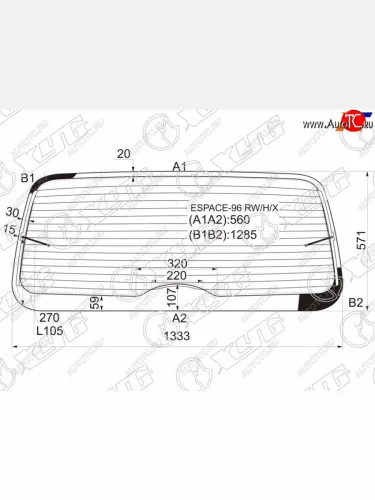 Стекло заднее с обогревом RENAULT ESPACE III 96-03                                                   XYG ESPACE-96 RW/H/X