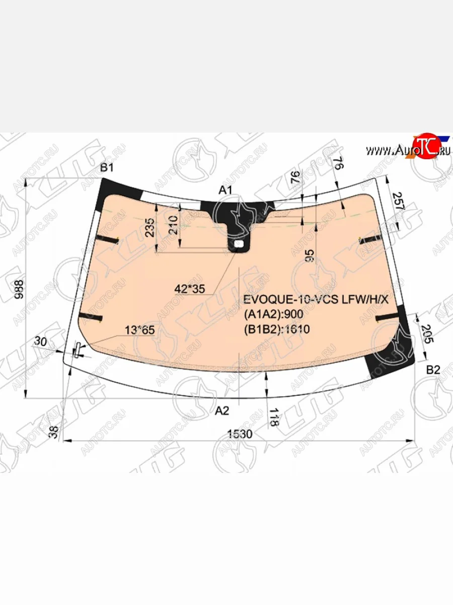 Стекло лобовое (Обогрев полный Датчик дождя Молдинг) Land Rover Range Rover Evoque 11-15 XYG EVOQUE-10-VCS LFW/H/X  в Воронеже Воронежской области