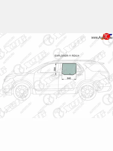 Стекло боковое опускное (Сзади Слева Цвет зеленый) Ford Explorer 10-19 XYG EXPLORER-11 RD/LH
