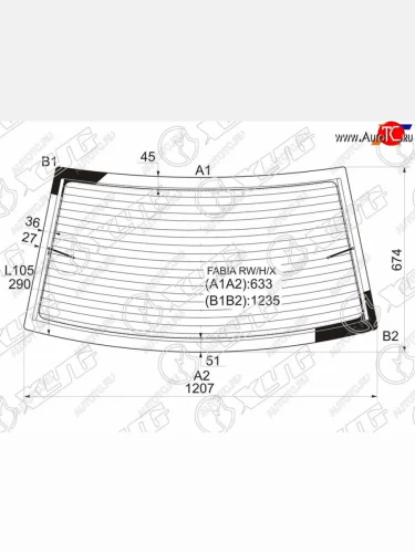 Стекло заднее с обогревом SKODA FABIA 4D SED 99-07                                                   XYG FABIA RW/H/X