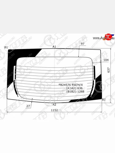Стекло заднее (Цвет зеленый Обогрев) Toyota Prius (ZVW30) 09-16  Prius PHV 12-16 XYG FB24576 RW/H/X