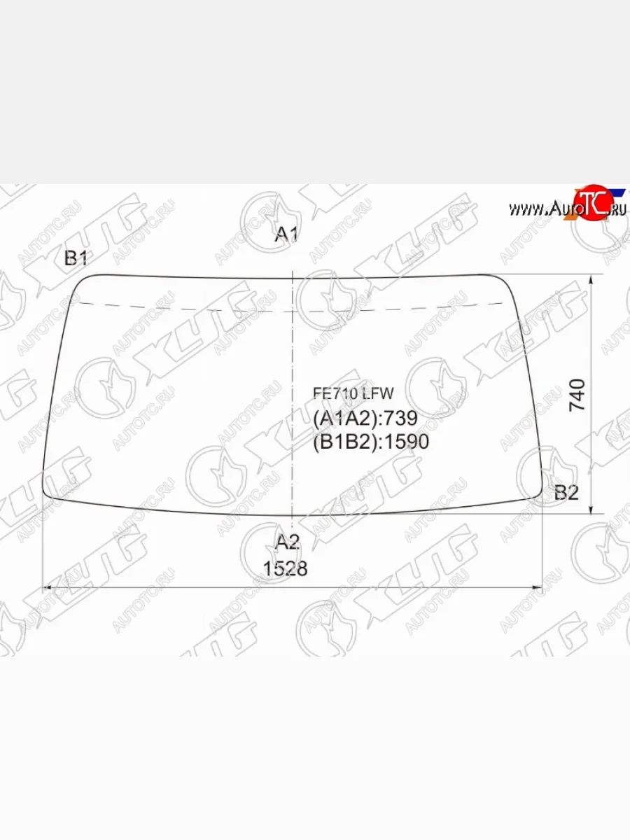 Стекло лобовое (В резинку) Dongfeng 1044 04-19  DF20 04-19  DF25 04-19  DF30 04-19                XYG FE710 LFW  в Керчи Республика Крым