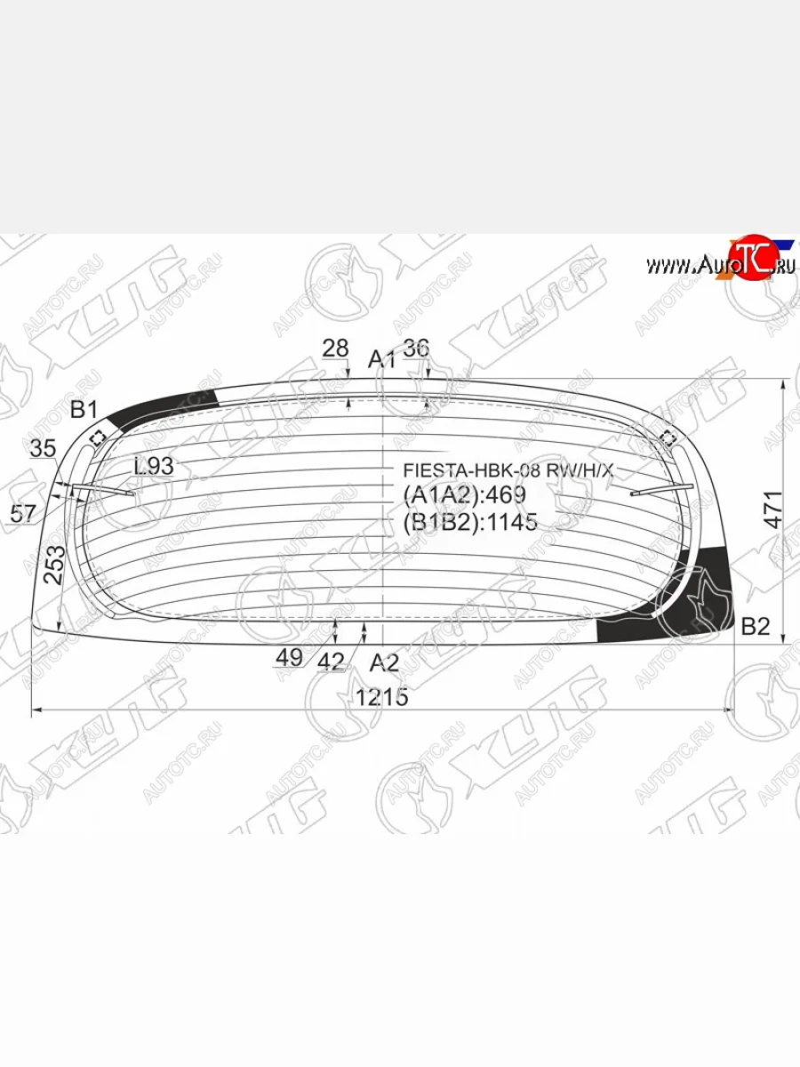 Стекло заднее (Цвет зеленый Обогрев) Ford Fiesta 08-19 XYG FIESTA-HBK-08 RW/H/X  в Воронеже Воронежской области