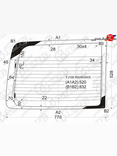 Стекло заднее (Цвет зеленый Обогрев справа. распашная дверь) Toyota Land Cruiser (J100) 98-07  La XYG FJ100 RW/RH/H/X