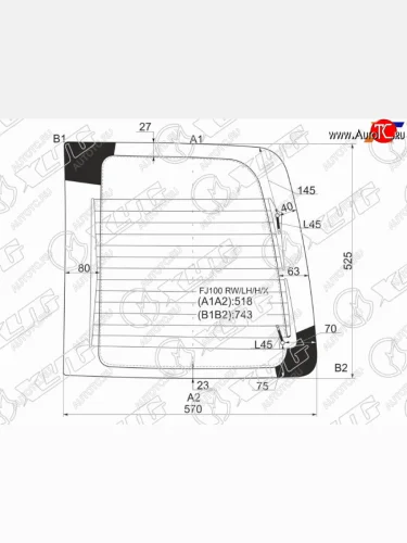 Стекло заднее (Цвет зеленый Обогрев слева. распашная дверь) Toyota Land Cruiser (J100) 98-07  Lan XYG FJ100 RW/LH/H/X