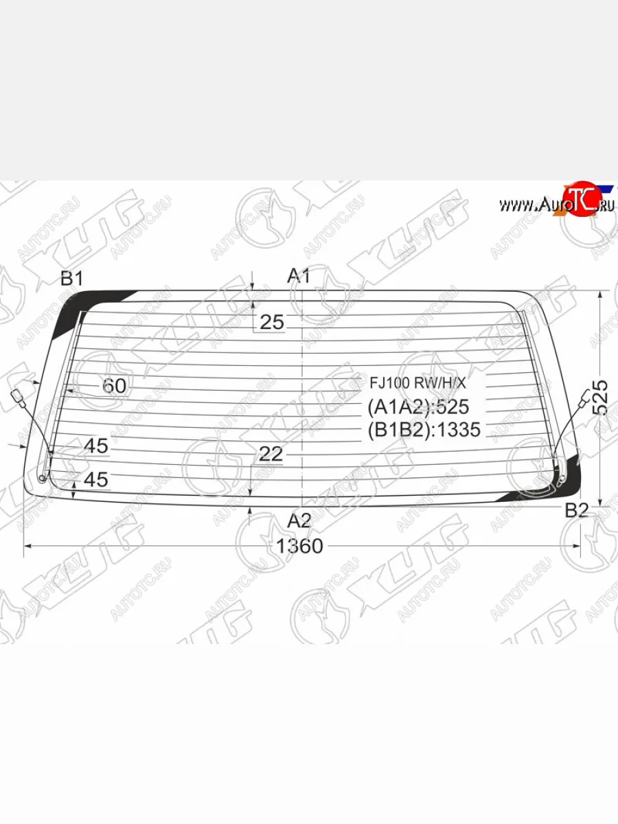 Стекло заднее (Цвет зеленый Обогрев) Toyota Land Cruiser (J100) 98-07  Lexus LX 98-07  Toyota Lan XYG FJ100 RW/H/X  в Воронеже Воронежской области