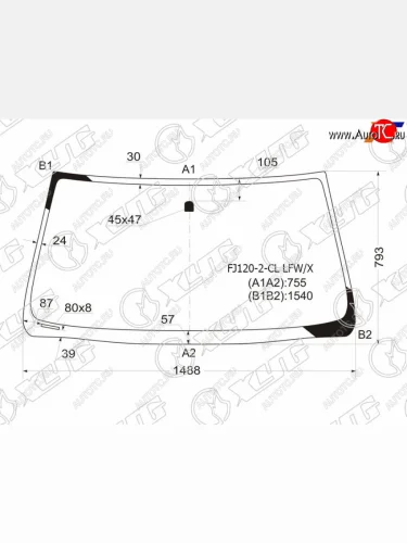 Стекло лобовое Toyota Land Cruiser Prado (J120) 02-09  Lexus GX 02-09 XYG FJ120-2-CL LFW/X