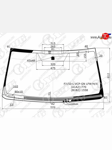 Стекло лобовое (Обогрев щеток) Toyota Land Cruiser Prado (J150) 09-24 XYG FJ150-L-VCP-GN LFW/H/X