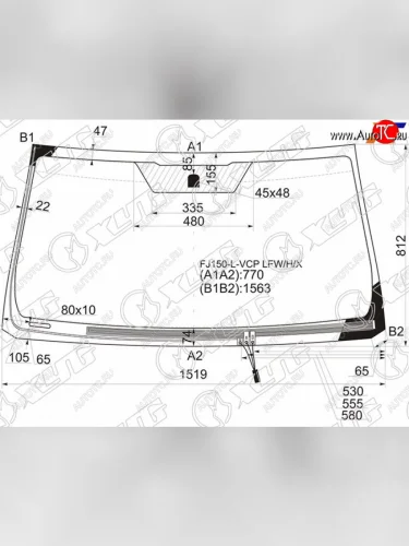 Стекло лобовое (Обогрев щеток) Toyota Land Cruiser Prado (J150) 09-24 XYG FJ150-L-VCP LFW/H/X