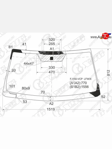 Стекло лобовое Toyota Land Cruiser Prado (J150) 09-20  Lexus GX 09-19 XYG FJ150-VCP LFW/X