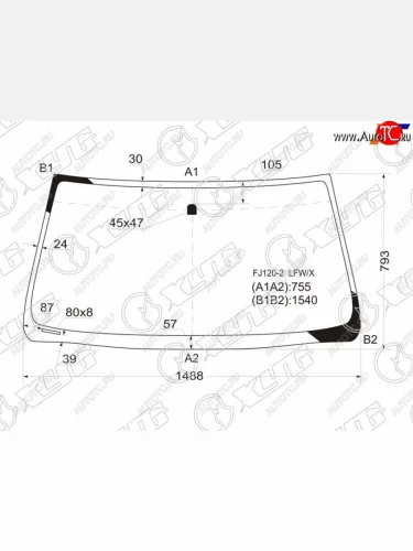 Стекло лобовое Toyota Land Cruiser Prado (J120) 02-09  Lexus GX 02-09 XYG FJ120-2 LFW/X