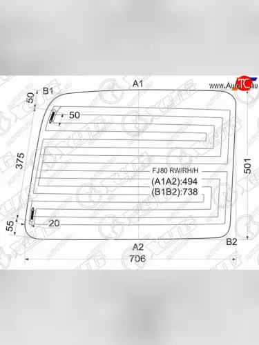 Стекло заднее (Цвет зеленый Обогрев) Toyota Land Cruiser (J80) 89-97 XYG FJ80 RW/RH/H