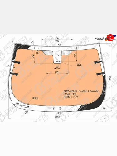 Стекло лобовое (обогрев полный, датчик дождя, молдинг) XYG (зеленое) Ford EcoSport дорестайлинг (2013-2019)