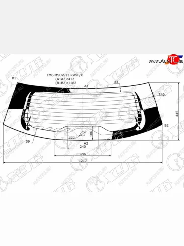 Стекло заднее (Цвет зеленый Обогрев Антенна) Ford EcoSport 14-23 XYG FMC-MSUV-13 RW/H/X