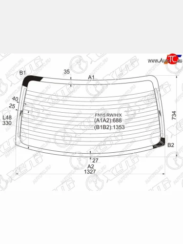 Стекло заднее (Цвет зеленый Обогрев) Nissan Almera 95-00  Sunny 95-99  Pulsar 95-00 XYG FN15 RW/H/X