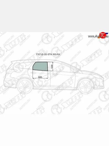Стекло боковое опускное (Сзади Справа Цвет зеленый) Ford Focus 10-19 XYG FOCUS-III-STW RD/RH
