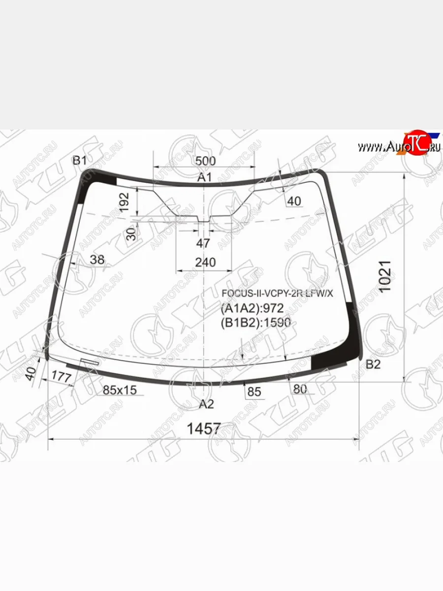 Стекло лобовое (молдинг) XYG Ford Focus 2 хэтчбэк 3 дв. дорестайлинг (2004-2007) (зеленое)  в Керчи Республика Крым