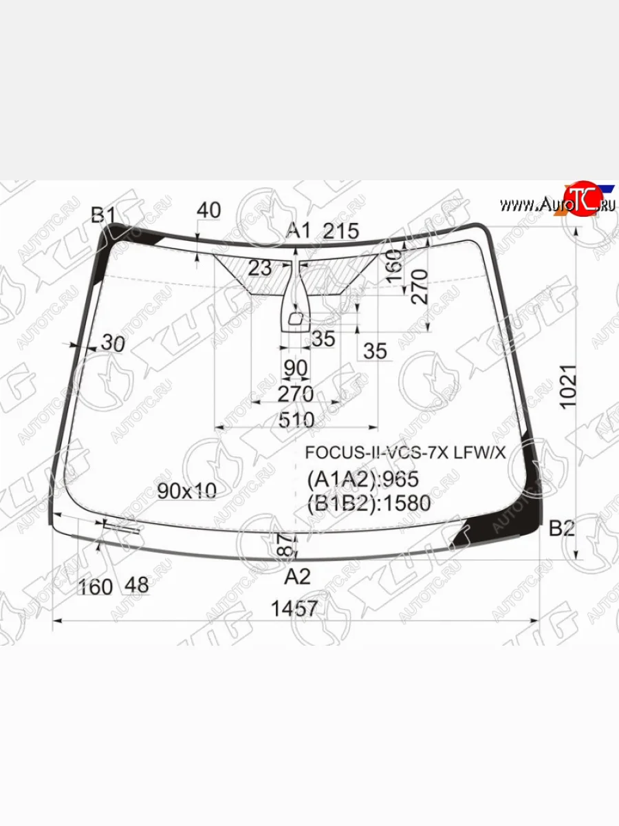 Стекло лобовое (датчик дождя, молдинг) (широкий козырек) XYG Ford Focus 2 универсал дорестайлинг (2004-2008) (зеленое)  с доставкой в г. Керчь