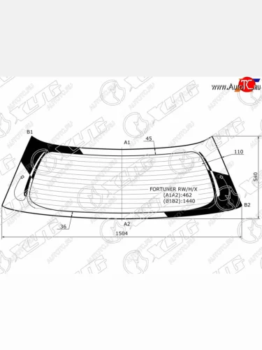 Стекло заднее (Цвет зеленый Обогрев) Toyota Fortuner 04-15 XYG FORTUNER RW/H/X