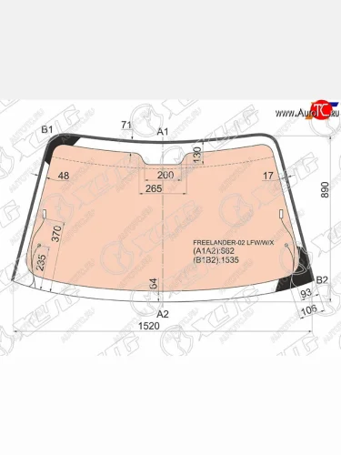 Стекло лобовое (обогрев полный, молдинг) XYG (зеленое) Land Rover Freelander 1 (1997-2006)