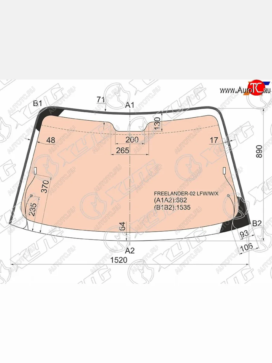 Стекло лобовое (обогрев полный, молдинг) XYG Land Rover Freelander 1 (1997-2006) (зеленое)  в Керчи Республика Крым