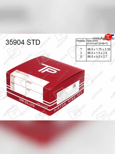 Кольца поршневые (комплект) STD TOYOTA HIACEREGIUS ACE 1RZ-FE 89-                                   TPR 35904 STD