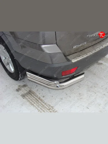 Защита заднего бампера (уголки d76,1 мм d42,4 мм, без пневмоподвески) ТСС Тюнинг (сталь) KIA Mohave  HM (2008-2020) дорестайлинг, рестайлинг