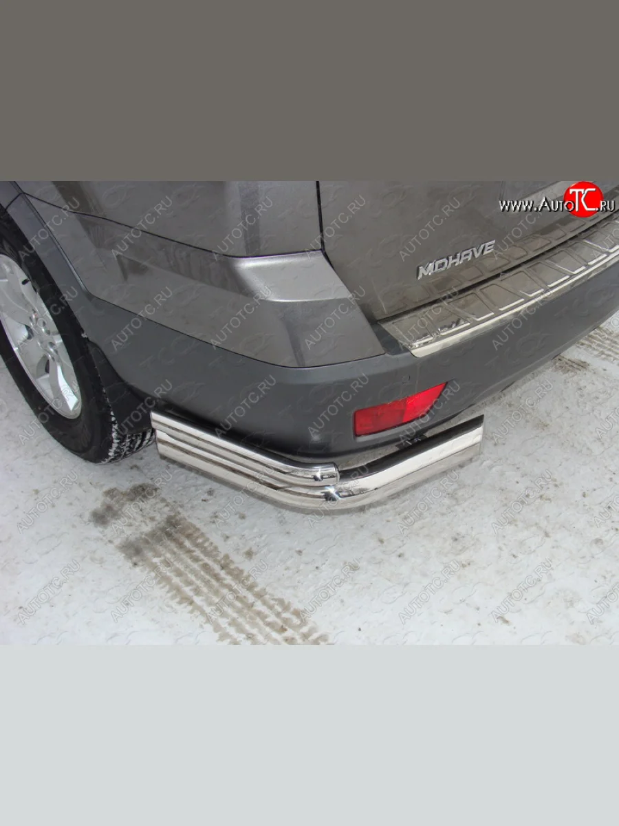 Защита заднего бампера (уголки d76,1 мм d42,4 мм, без пневмоподвески) ТСС Тюнинг  KIA Mohave (2008-2020) HM (сталь)  с доставкой в г. Керчь