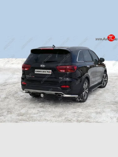 Защита задняя (уголки) (d60.3 мм) ТСС Тюнинг (нержавеющая сталь) KIA Sorento  UM/Prime (2018-2020) рестайлинг